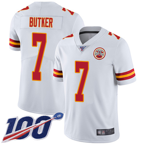 Youth Kansas City Chiefs #7 Butker Harrison White Vapor Untouchable Limited Player 100th Season Football Nike NFL Jersey->youth nfl jersey->Youth Jersey